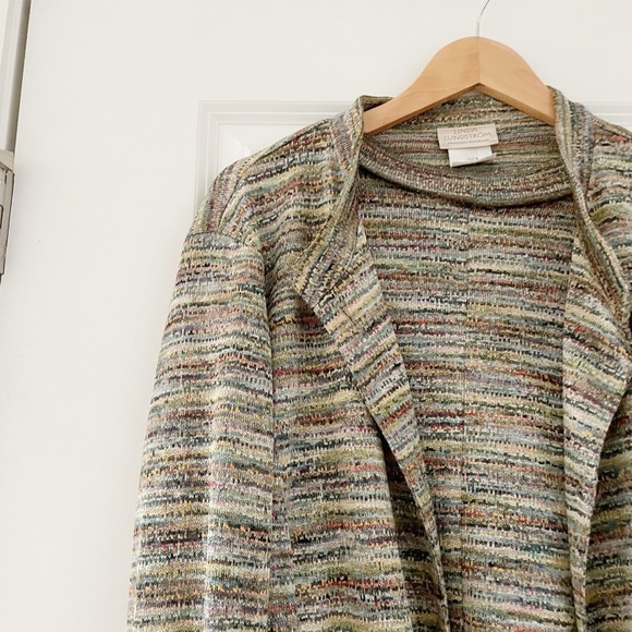 Linda Lundstrom Muticolored Rainbow Knit Jacket Sweater Set Lagenlook - Picture 5 of 9